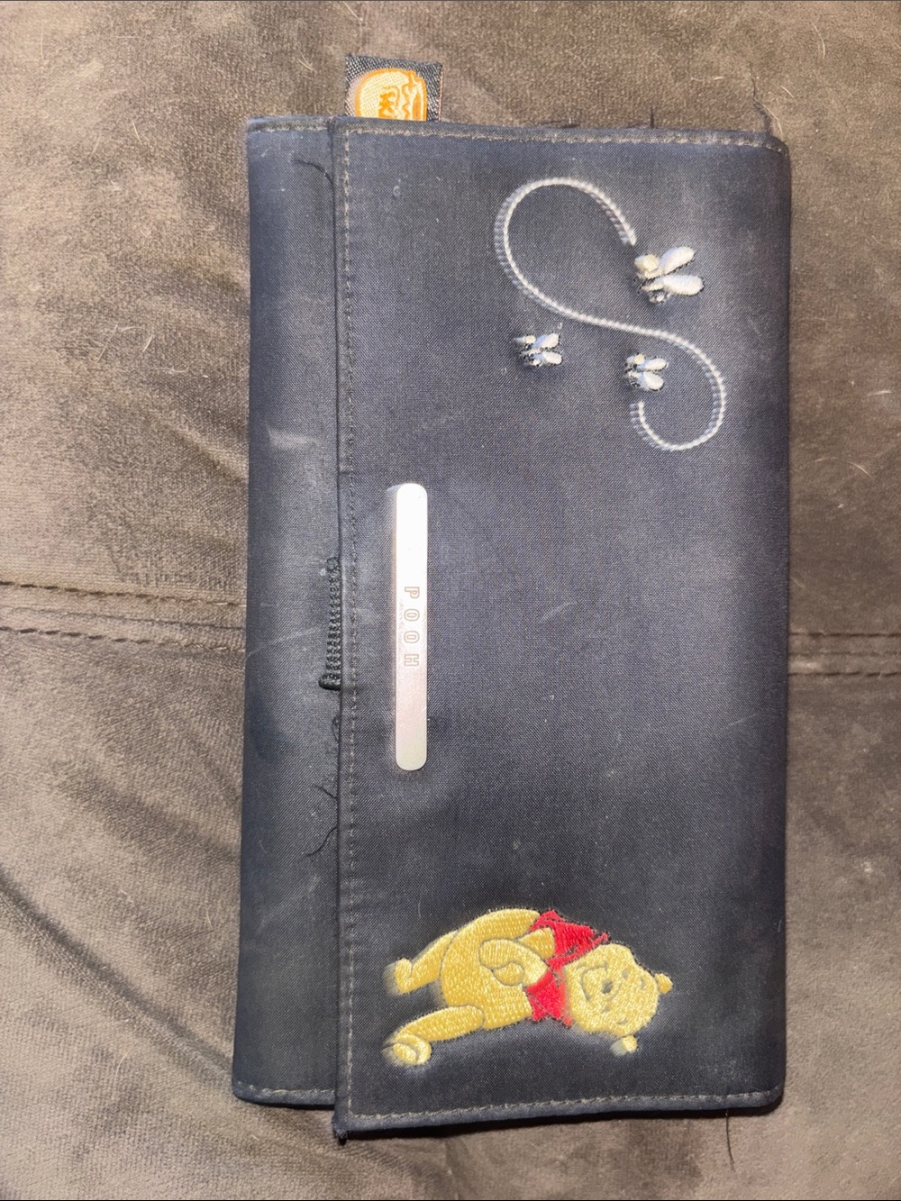 Winnie the Pooh Navy Embroidered Long Wallet